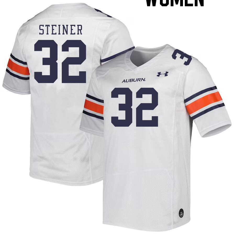 Women #32 Wesley Steiner Auburn Tigers College Football Jerseys Stitched-White